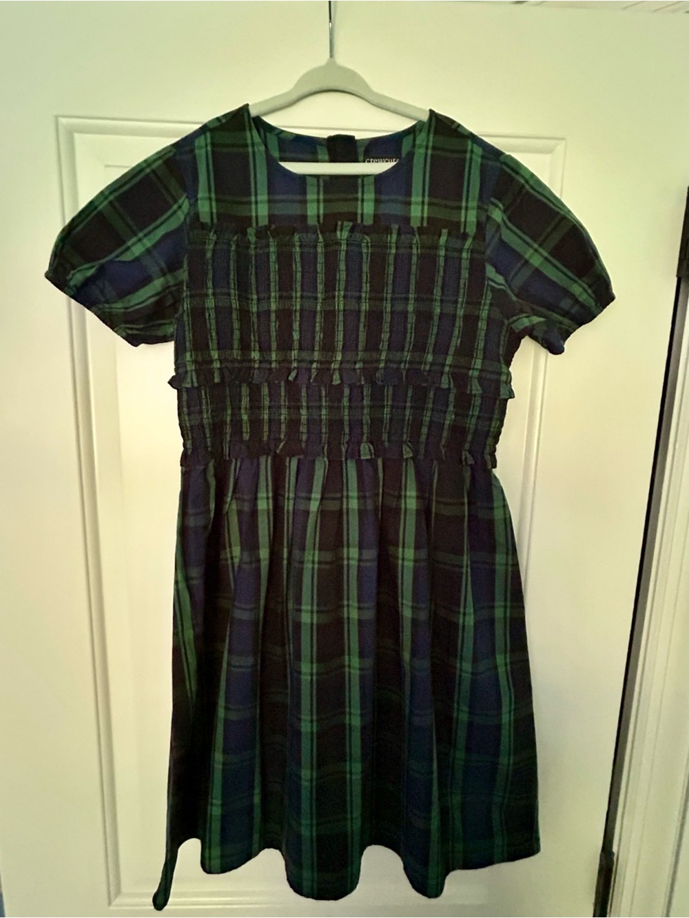Crewcuts classic Green / Navy Plaid Smocked Dress NWT